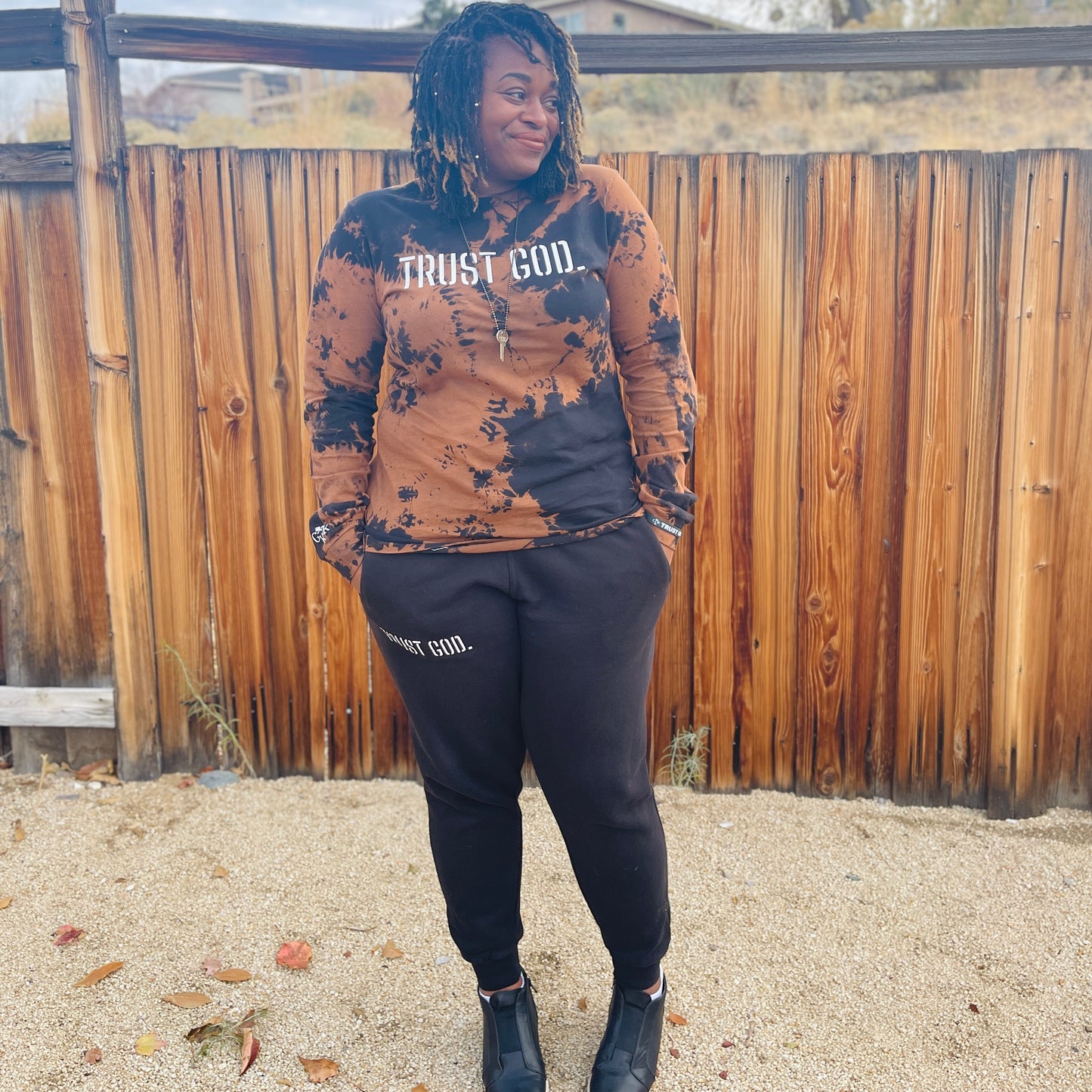 Trust God Bleached Tie Dye Unisex Long-Sleeve Tee