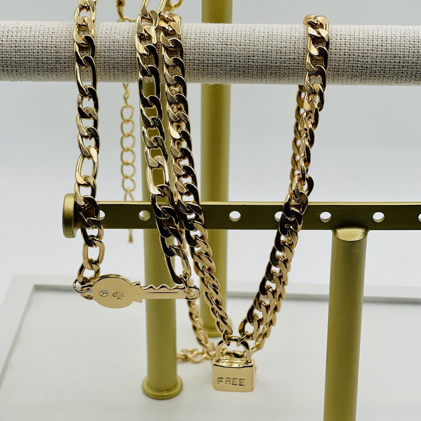 GKR "Signature" Chain FREE Layered Lock Key Charm Necklace - GIFTKEYSROCK