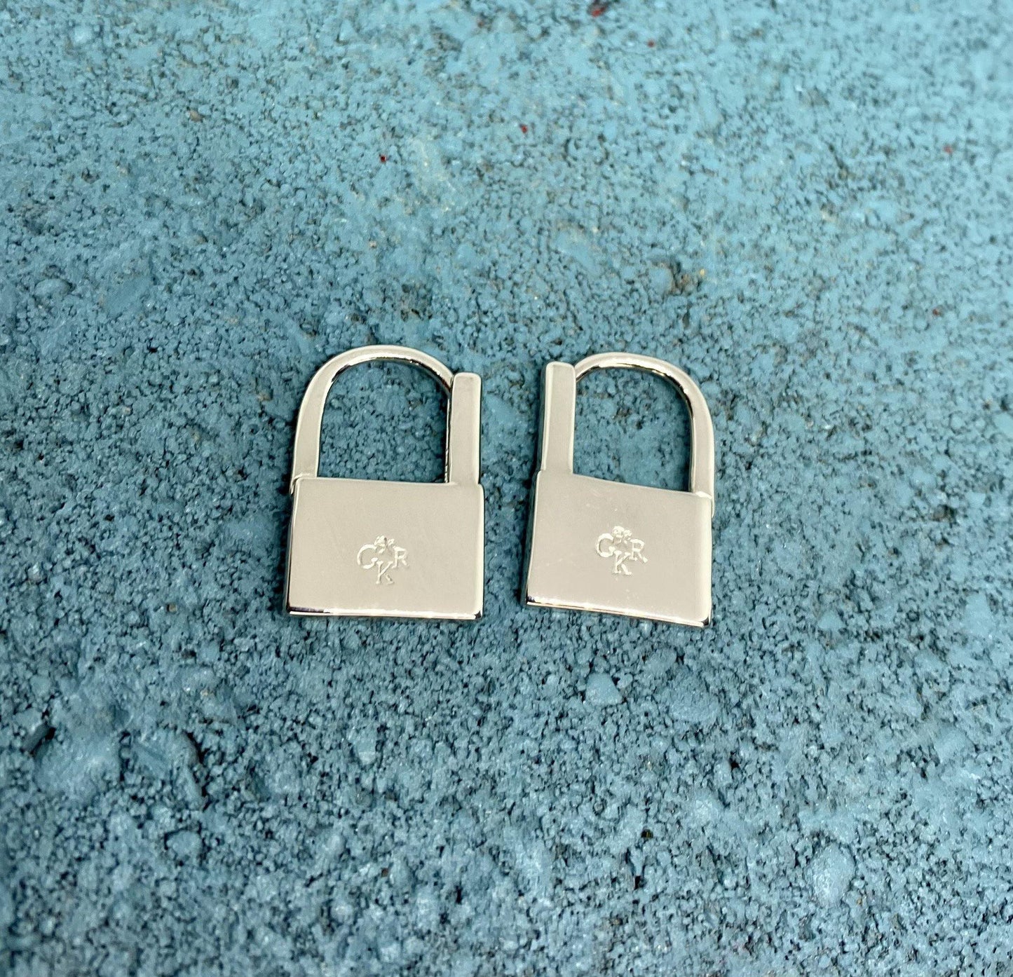 hand stamped jewelry, lock earrings