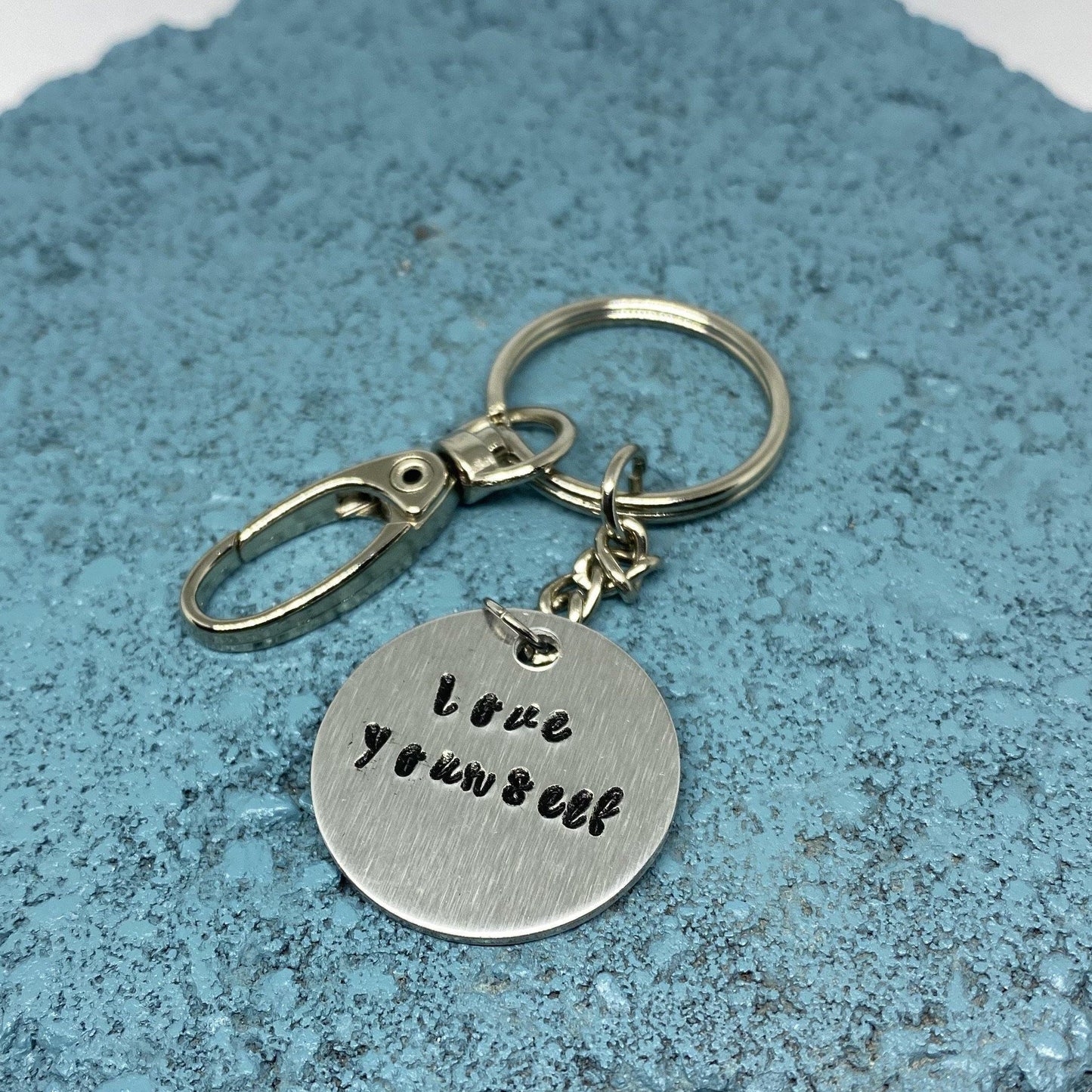 hand stamped keychains, handmade keychains, keychains , inspirational keychains
