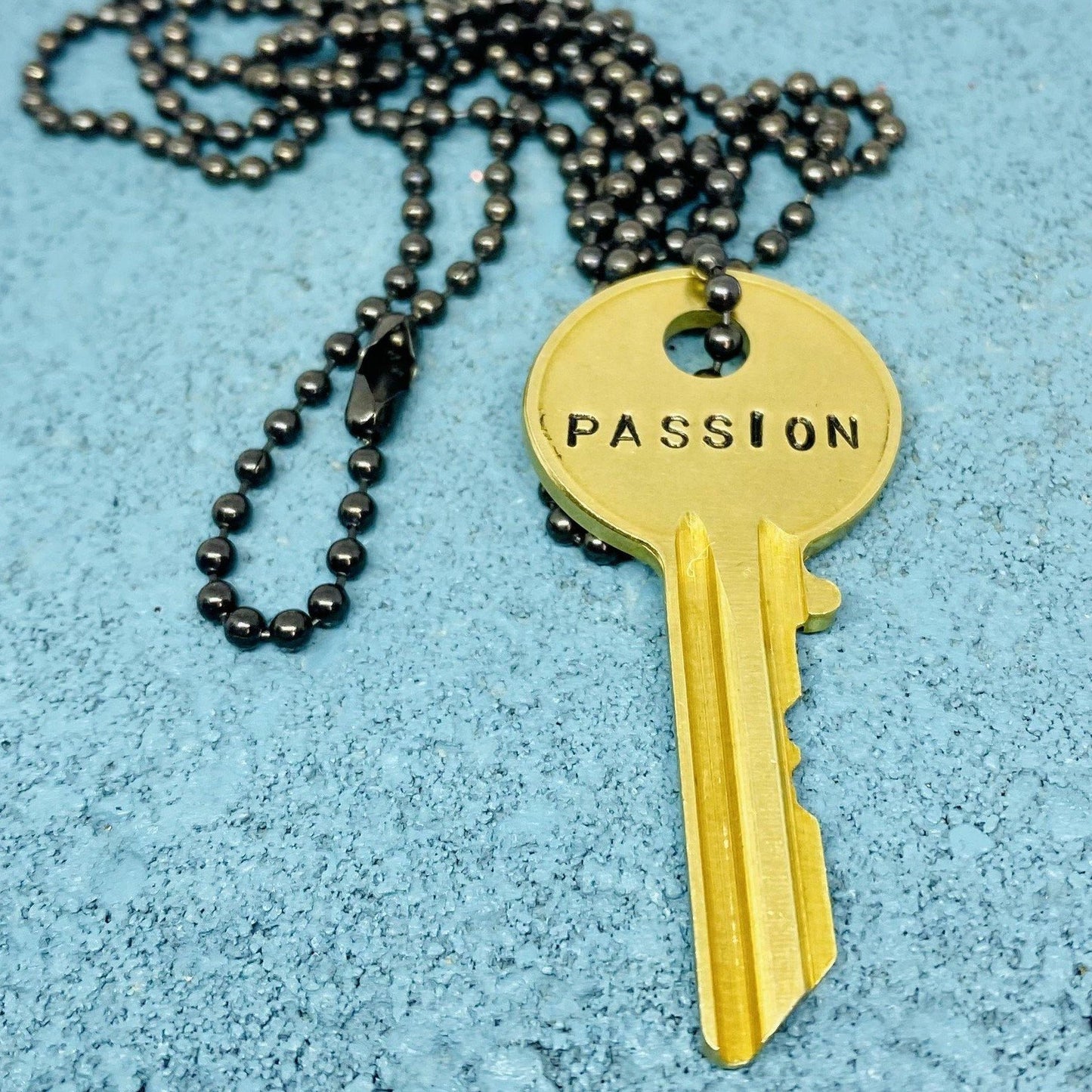 hand stamped jewelry, handmade jewelry, key necklace, inspirational jewelry