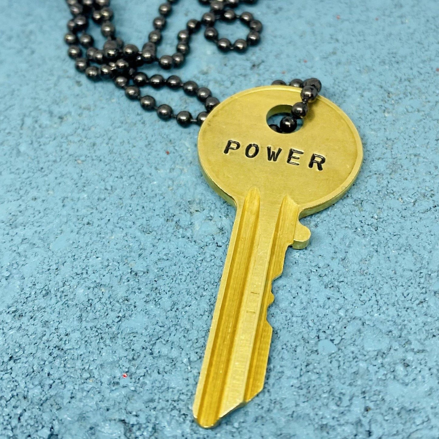 hand stamped jewelry, handmade jewelry, key necklace, inspirational jewelry