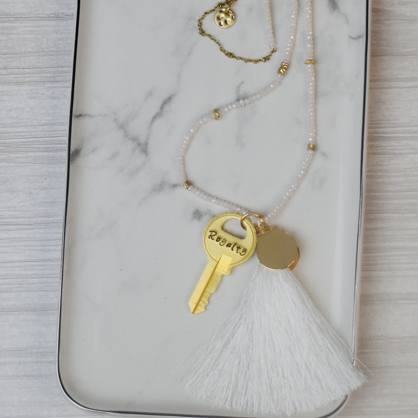 Royalty Long Beaded Tassel Key Necklace - GIFTKEYSROCK