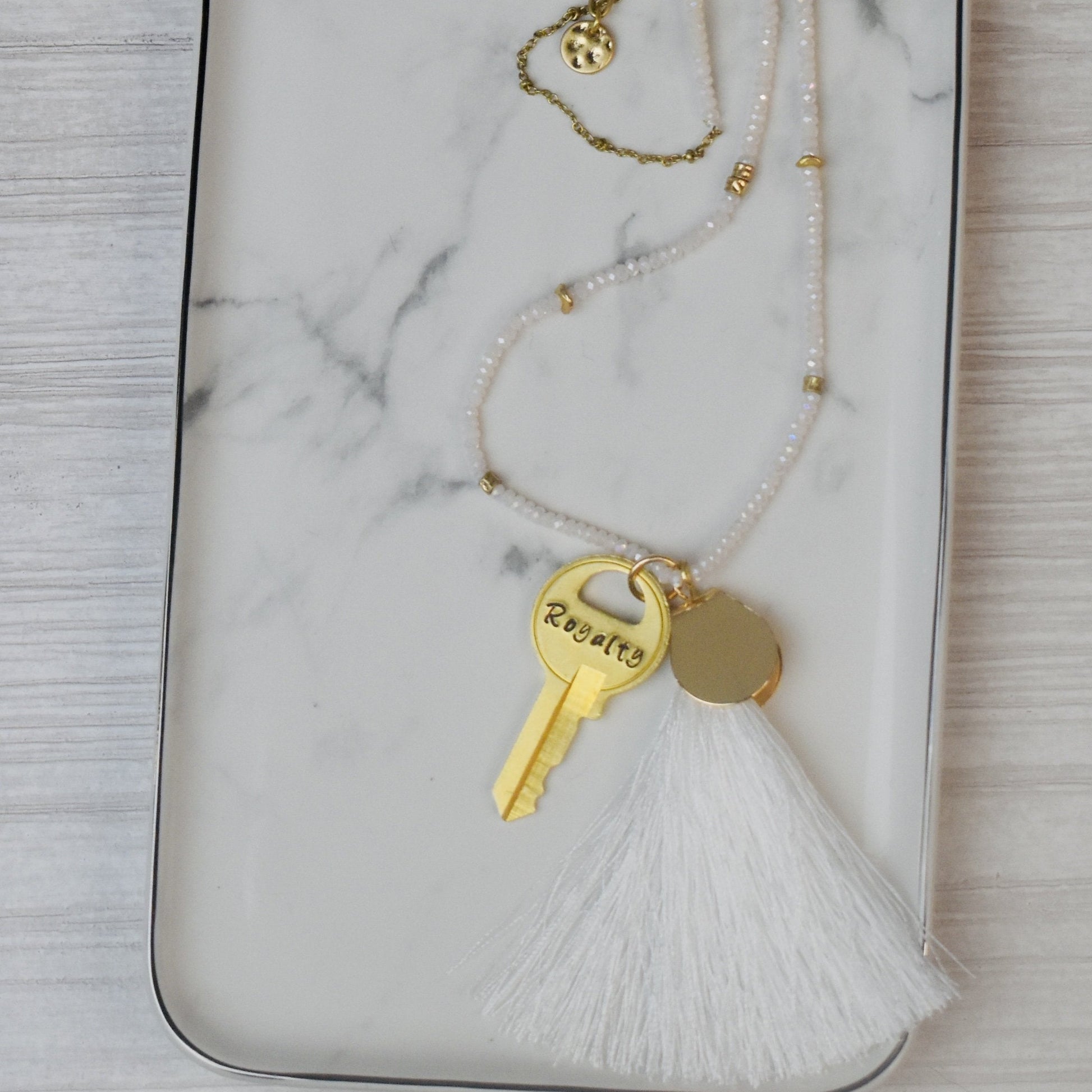 Royalty Long Beaded Tassel Key Necklace - GIFTKEYSROCK