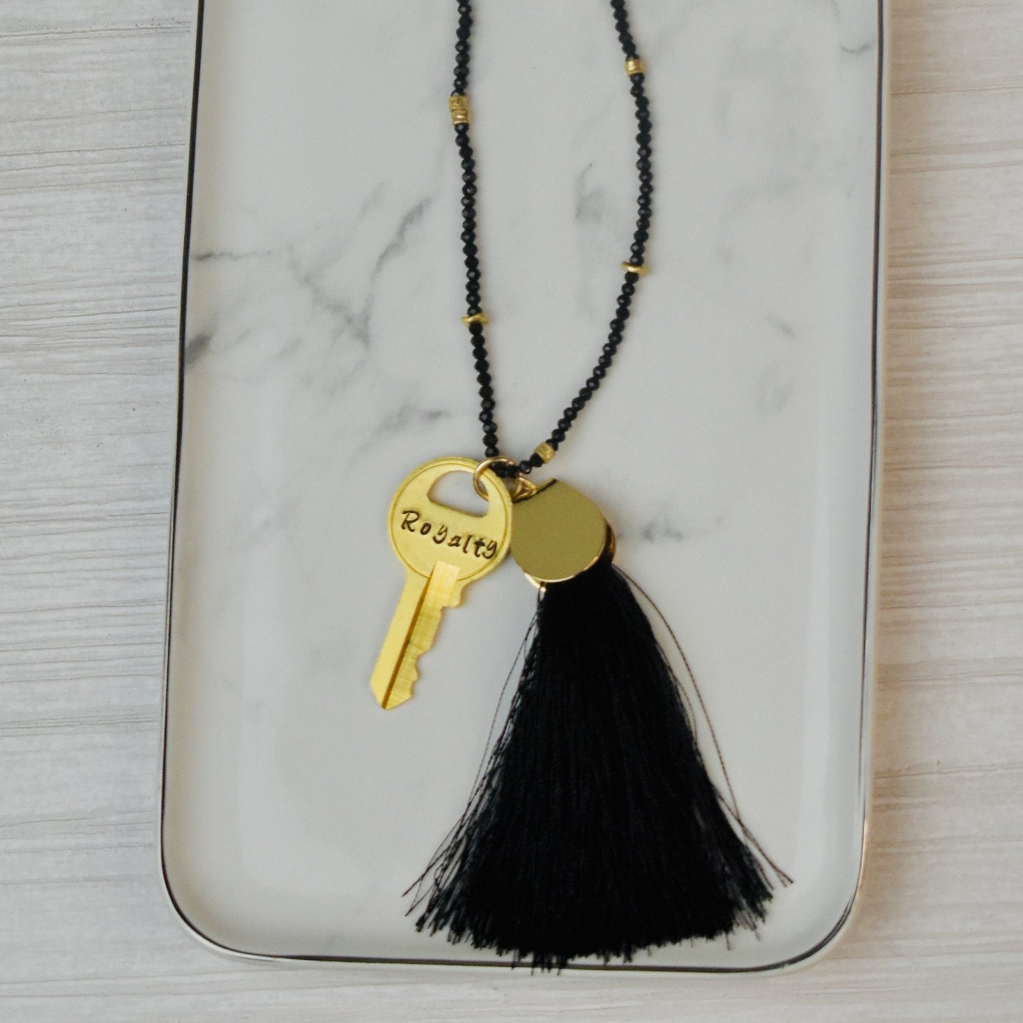 Royalty Long Beaded Tassel Key Necklace - GIFTKEYSROCK