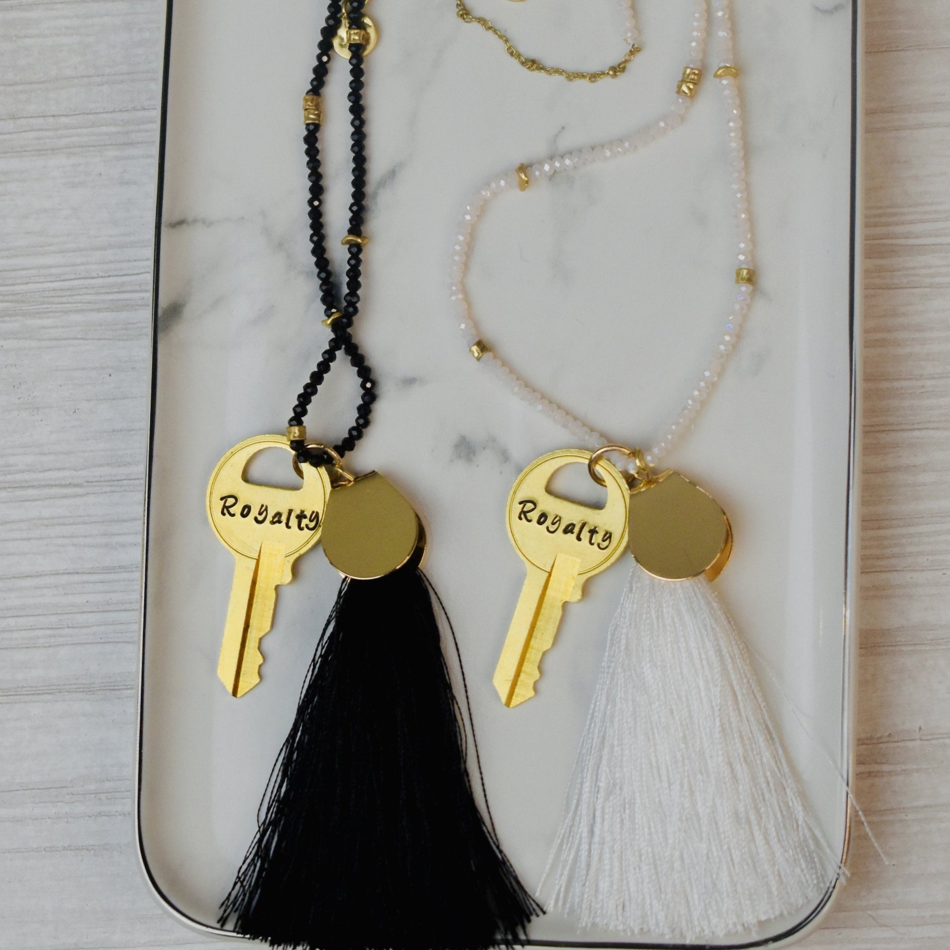 Royalty Long Beaded Tassel Key Necklace - GIFTKEYSROCK