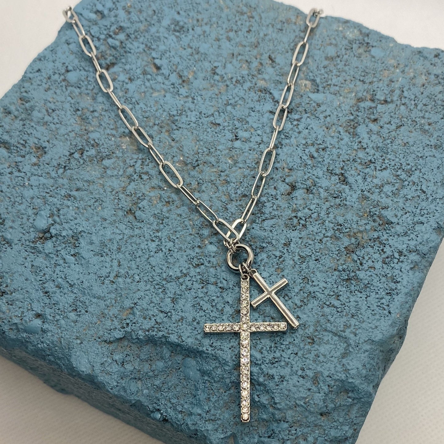 ‘Twas Grace Dual Pave Pendant Necklace - GIFTKEYSROCK