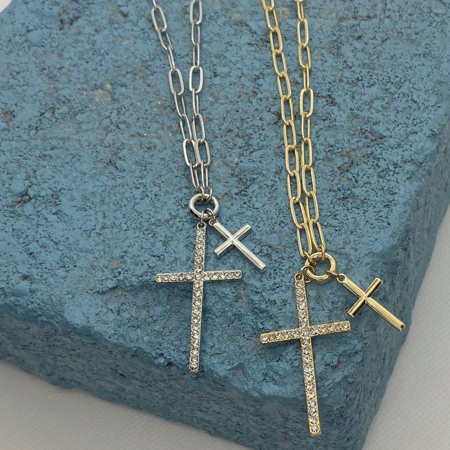 ‘Twas Grace Dual Pave Pendant Necklace - GIFTKEYSROCK