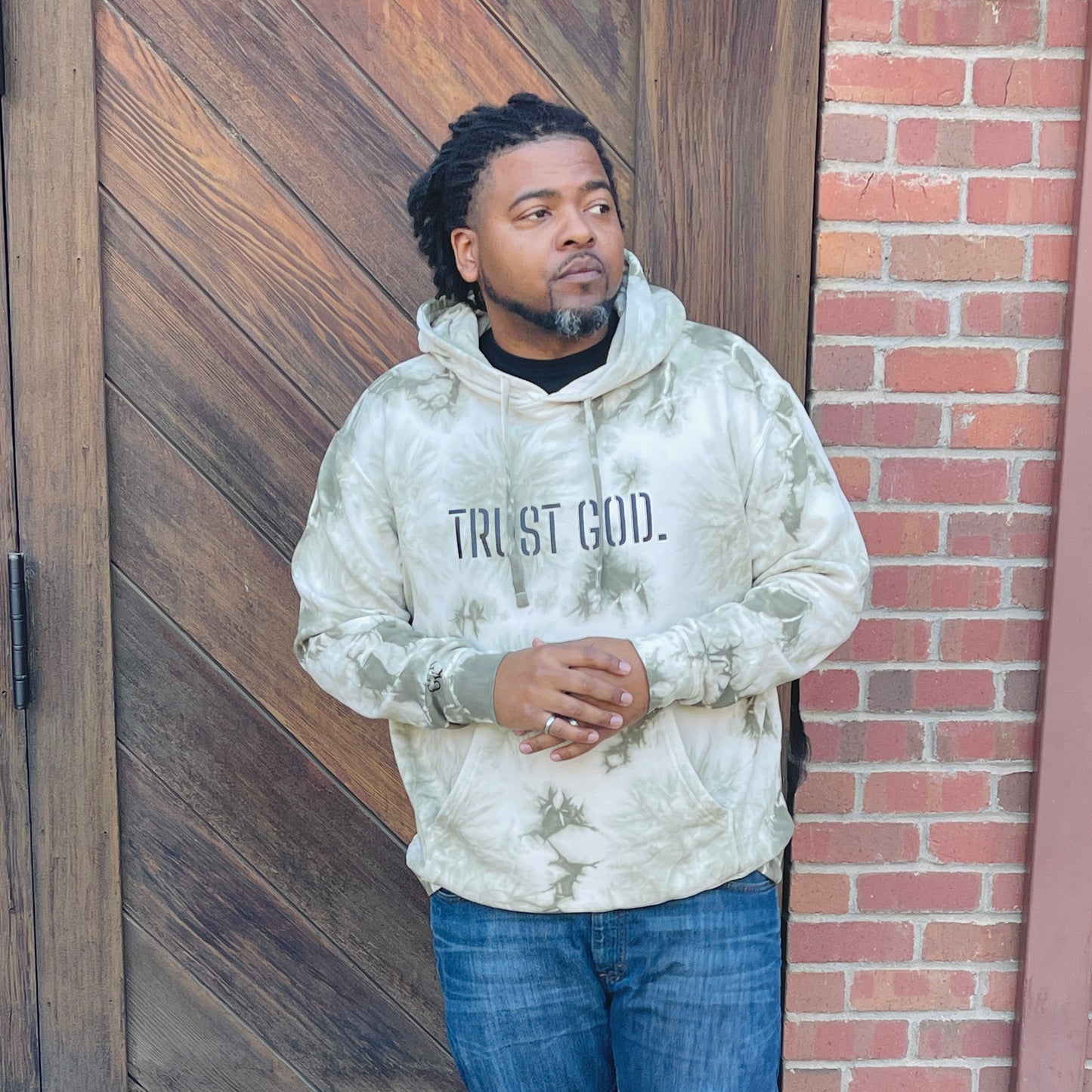 Trust God Unisex Tye-Dyed Midweight Hoodie