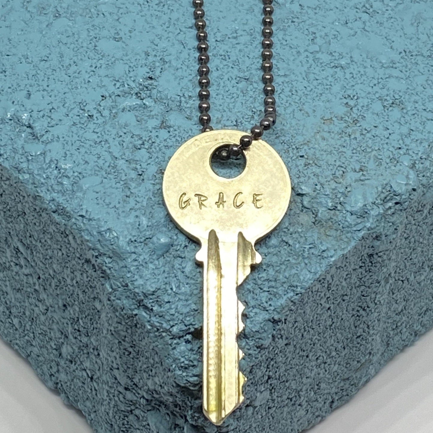 hand stamped jewelry, handmade jewelry, key necklace, inspirational jewelry, vintage key necklace, vintage jewelry